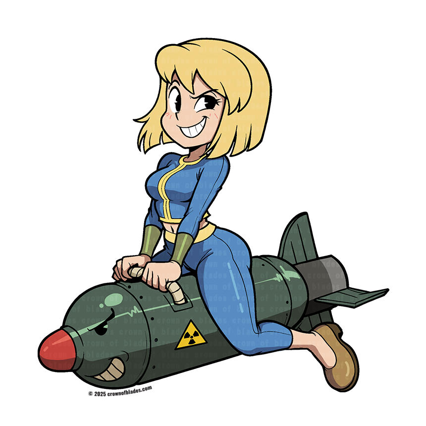 SIGIL 0001 – Bomb Rider Pin-Up Sticker | Vaultcore Atomic Punk Decal (2.5" x 2.5")
