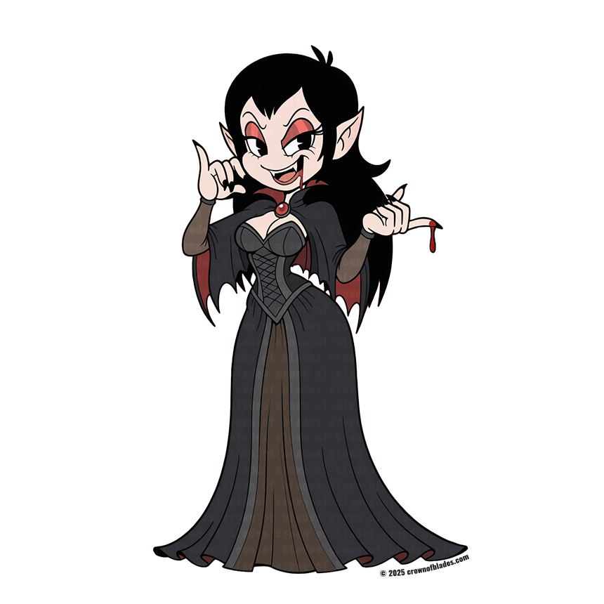 SIGIL 0002 – Bloodlust Vamp Queen Sticker | Gothic Pin-Up Decal (1.9" x 3.2")