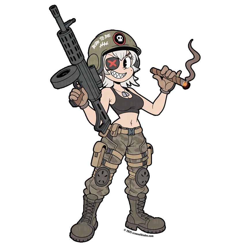 SIGIL 0004 – Warfighter Pin-Up Sticker | Tactical Goth Punk Hologram Decal (2.0" x 3.1")
