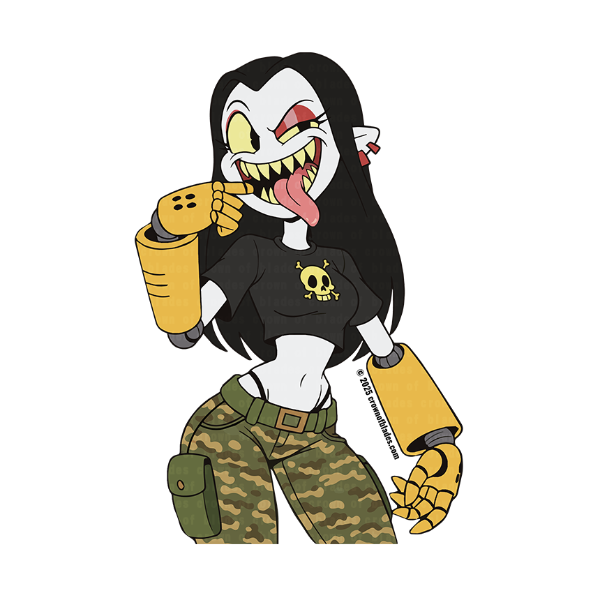 SIGIL 0006 – Cyberpunk Goth Pin-Up Sticker | Tactical Femme Fatale Decal (2.0" x 3.1")