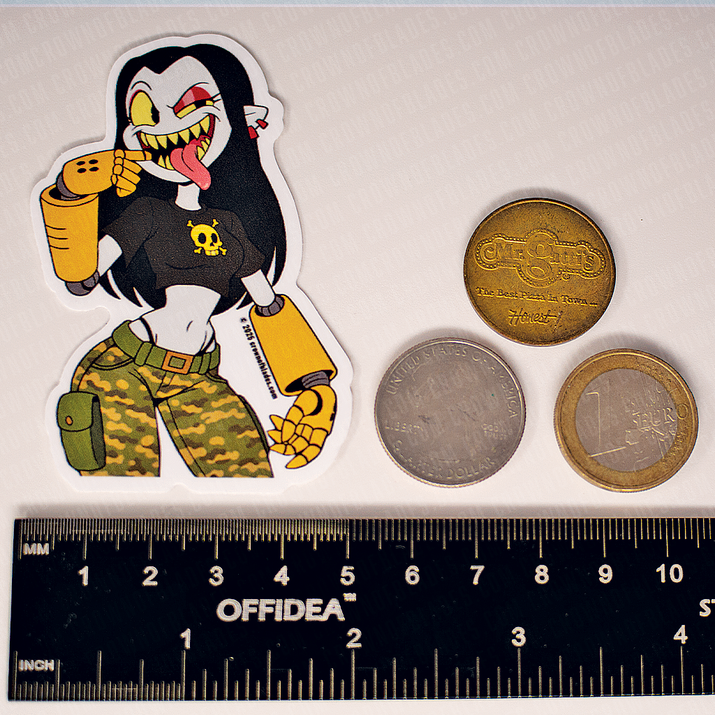 SIGIL 0006 – Cyberpunk Goth Pin-Up Sticker | Tactical Femme Fatale Decal (2.0" x 3.1")