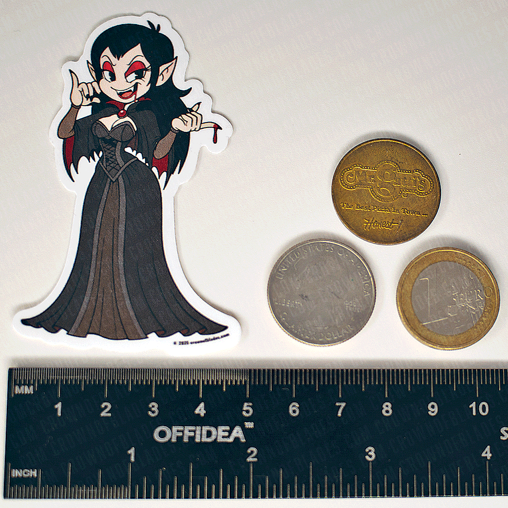 SIGIL 0002 – Bloodlust Vamp Queen Sticker | Gothic Pin-Up Decal (1.9" x 3.2")