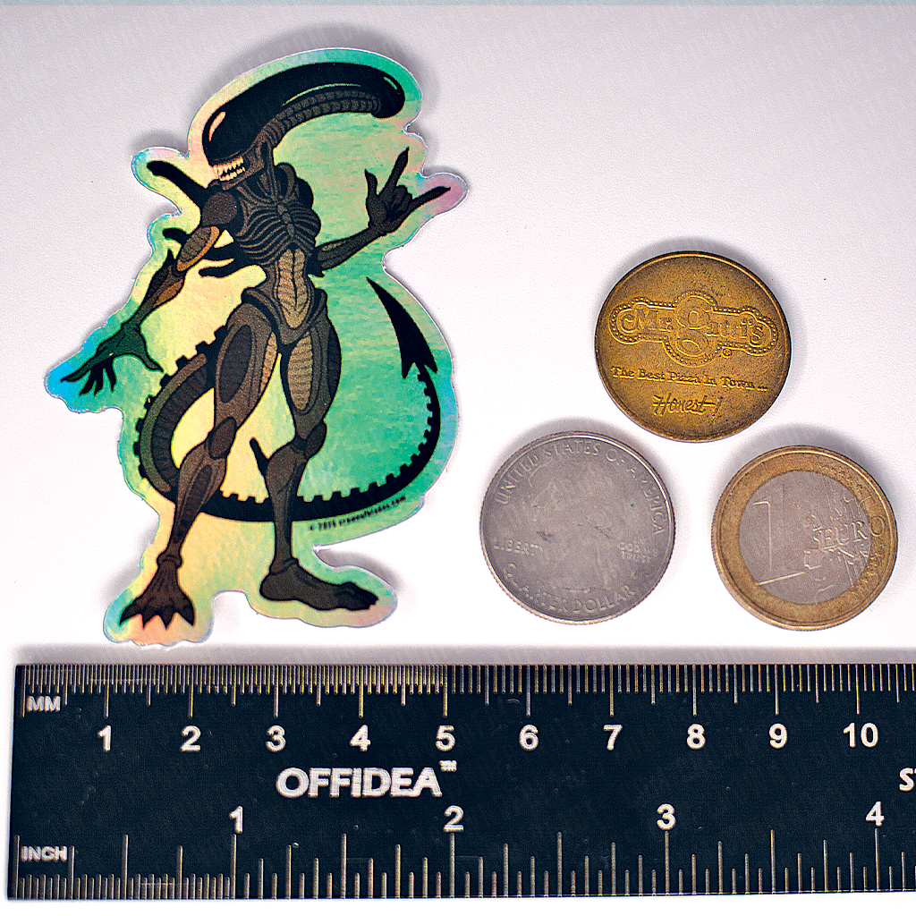 SIGIL 0003 – Holographic Xenomorph Sticker | Rubber Hose Alien Terror (2.1" x 3.0")